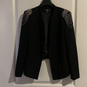 H&M - Fitted Blazer with Beaded Shoulders - Black - Sz 10